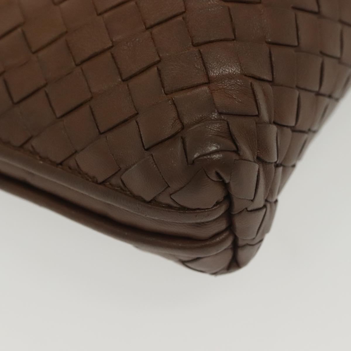 BOTTEGA VENETA INTRECCIATO Shoulder Bag Leather Brown Gold Auth bs29286