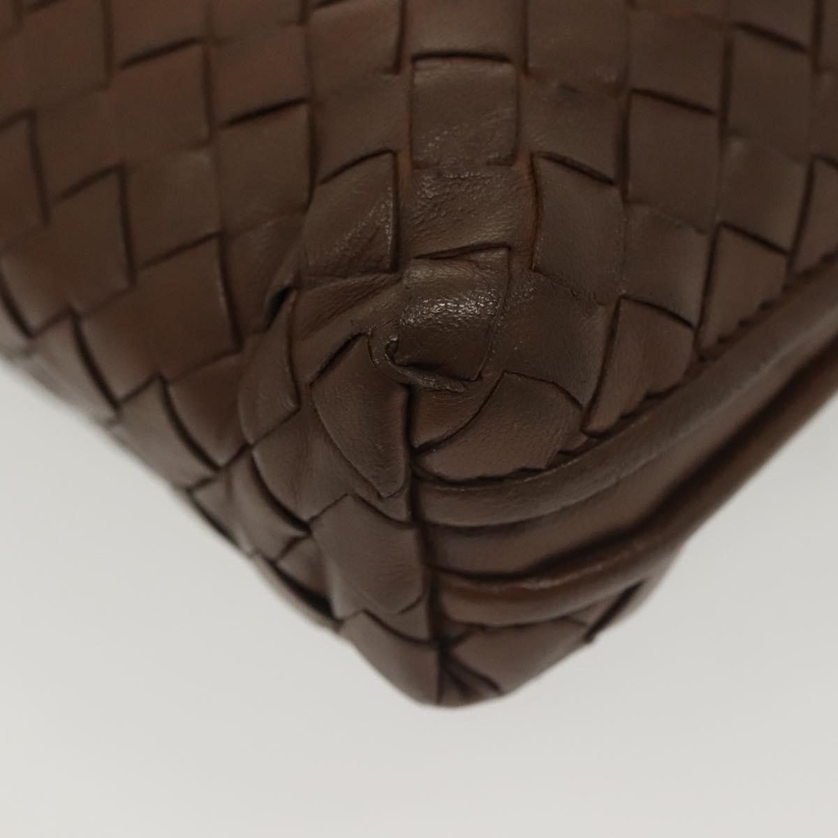 BOTTEGA VENETA INTRECCIATO Shoulder Bag Leather Brown Gold Auth bs29286