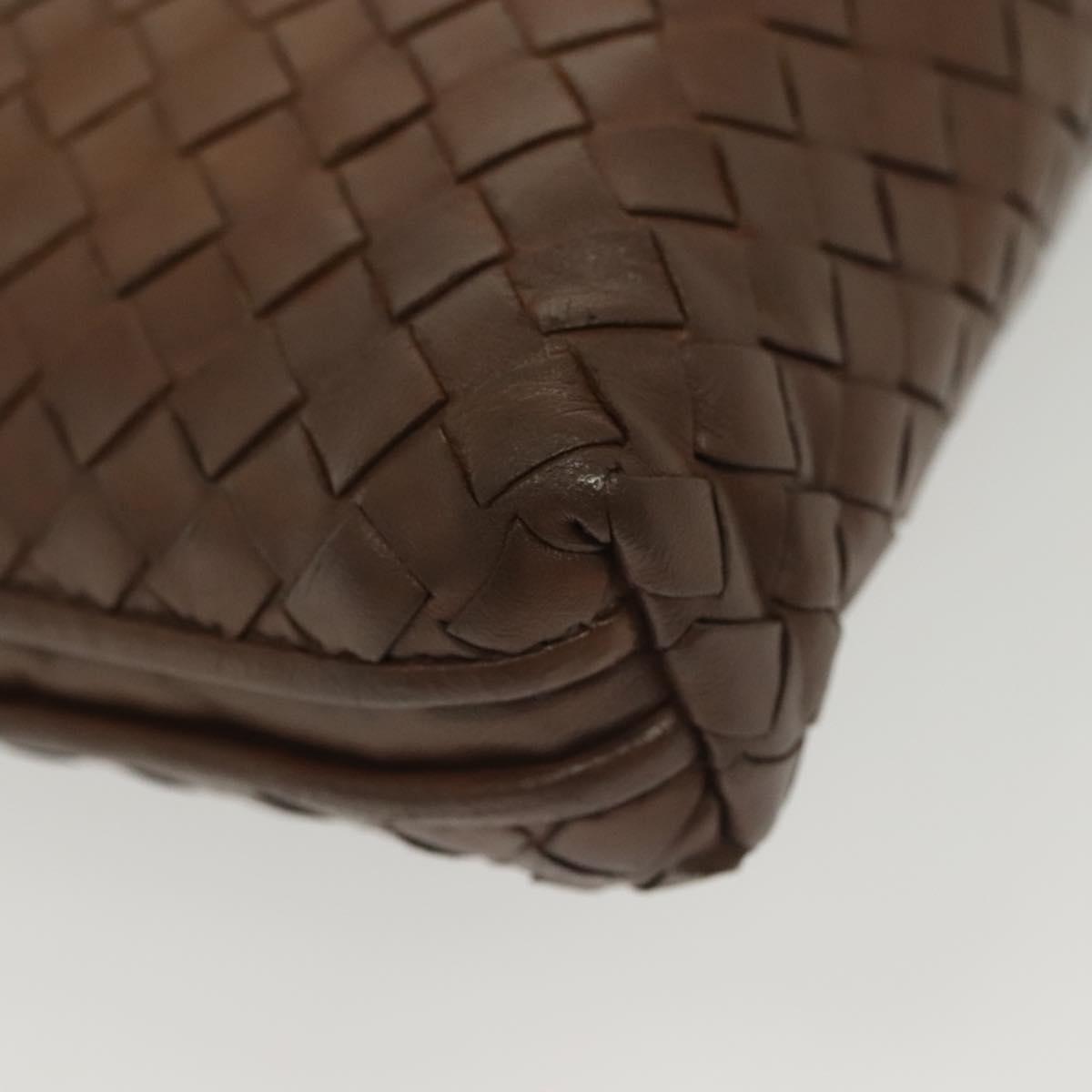 BOTTEGA VENETA INTRECCIATO Shoulder Bag Leather Brown Gold Auth bs29286