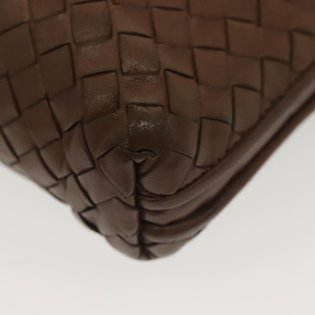 BOTTEGA VENETA INTRECCIATO Shoulder Bag Leather Brown Gold Auth bs29286