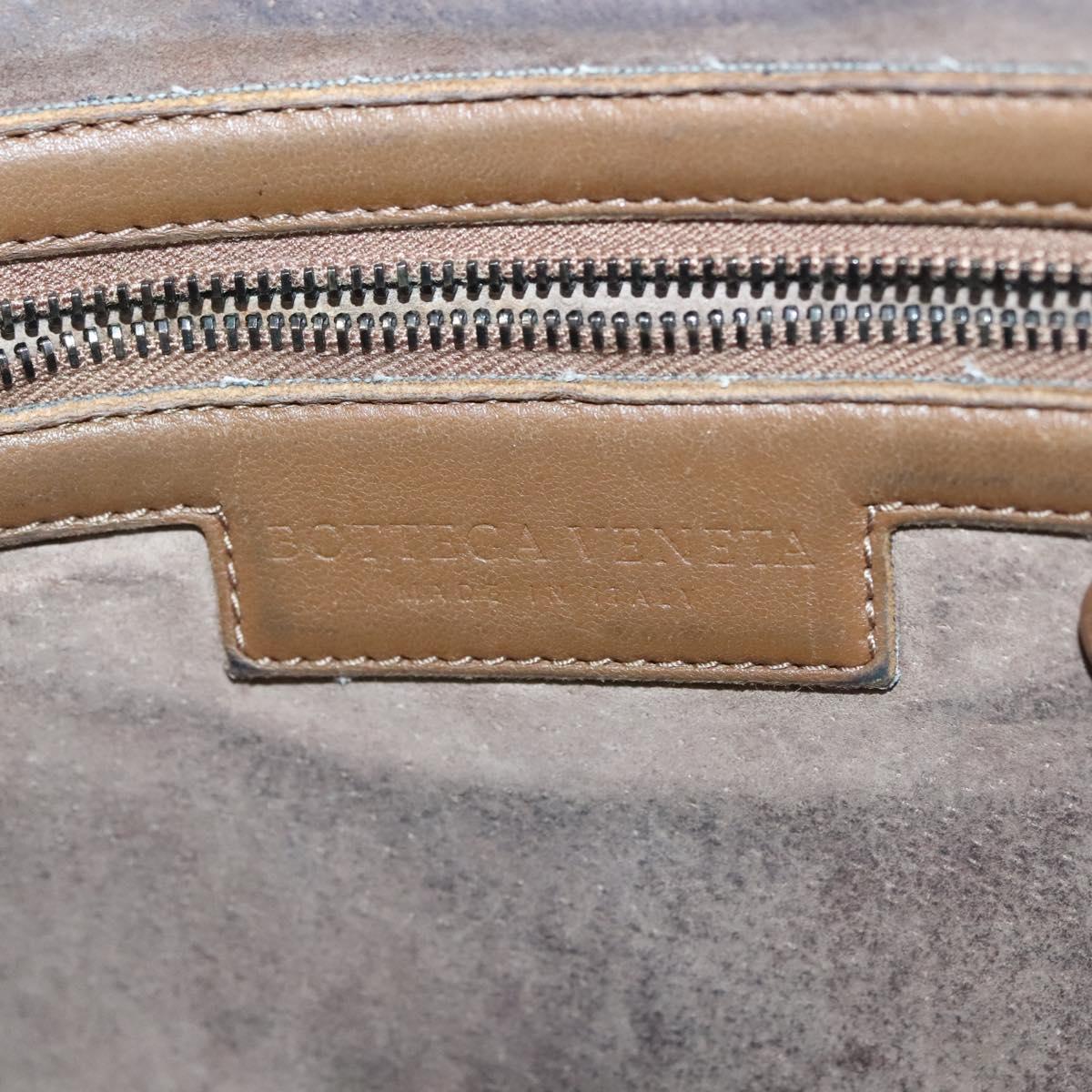 BOTTEGA VENETA INTRECCIATO Shoulder Bag Leather Brown Gold Auth bs29286
