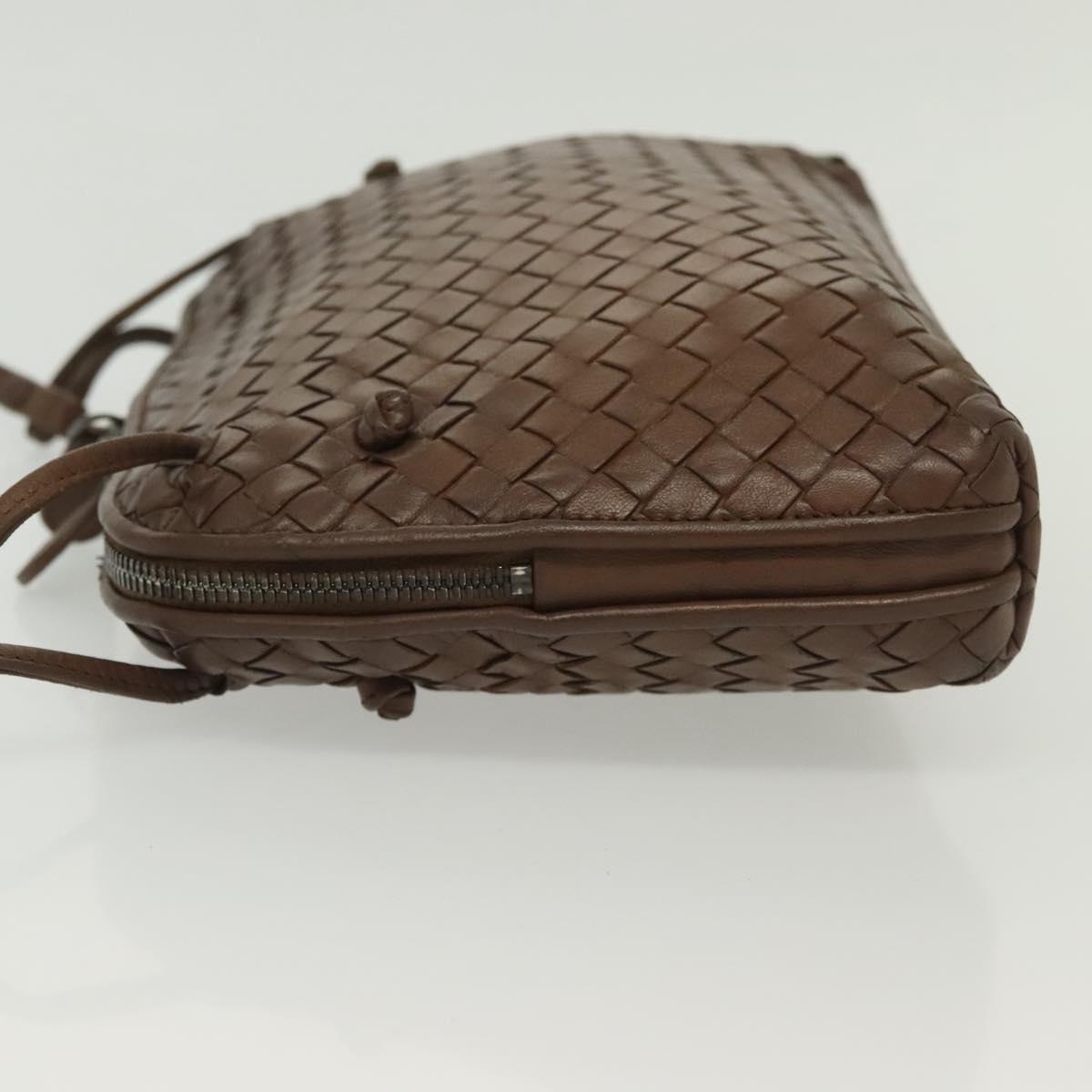 BOTTEGA VENETA INTRECCIATO Shoulder Bag Leather Brown Gold Auth bs29286