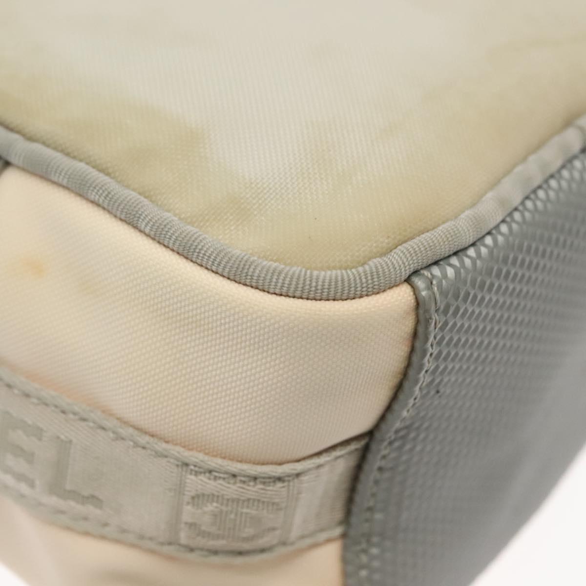 CHANEL Sports Shoulder Bag Nylon Beige Gray CC Auth bs29288