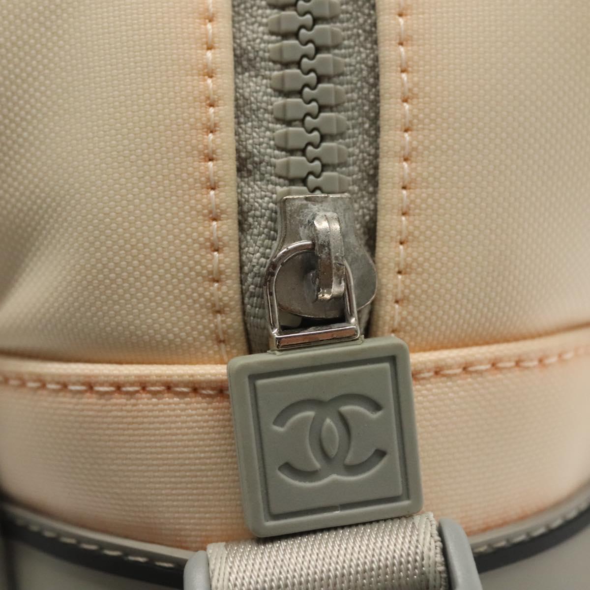 CHANEL Sports Shoulder Bag Nylon Beige Gray CC Auth bs29288