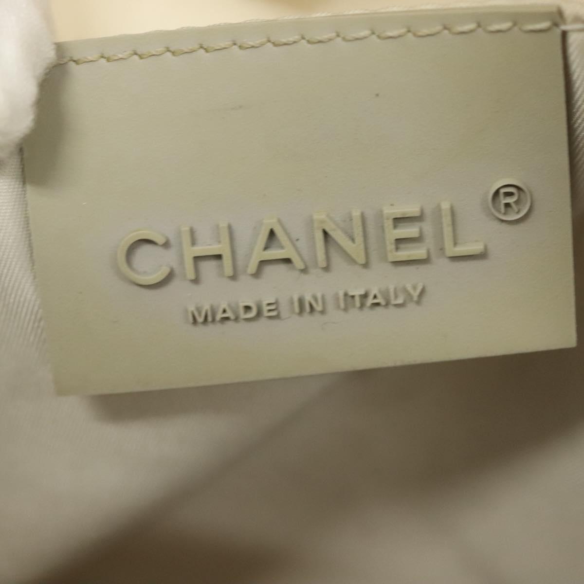 CHANEL Sports Shoulder Bag Nylon Beige Gray CC Auth bs29288