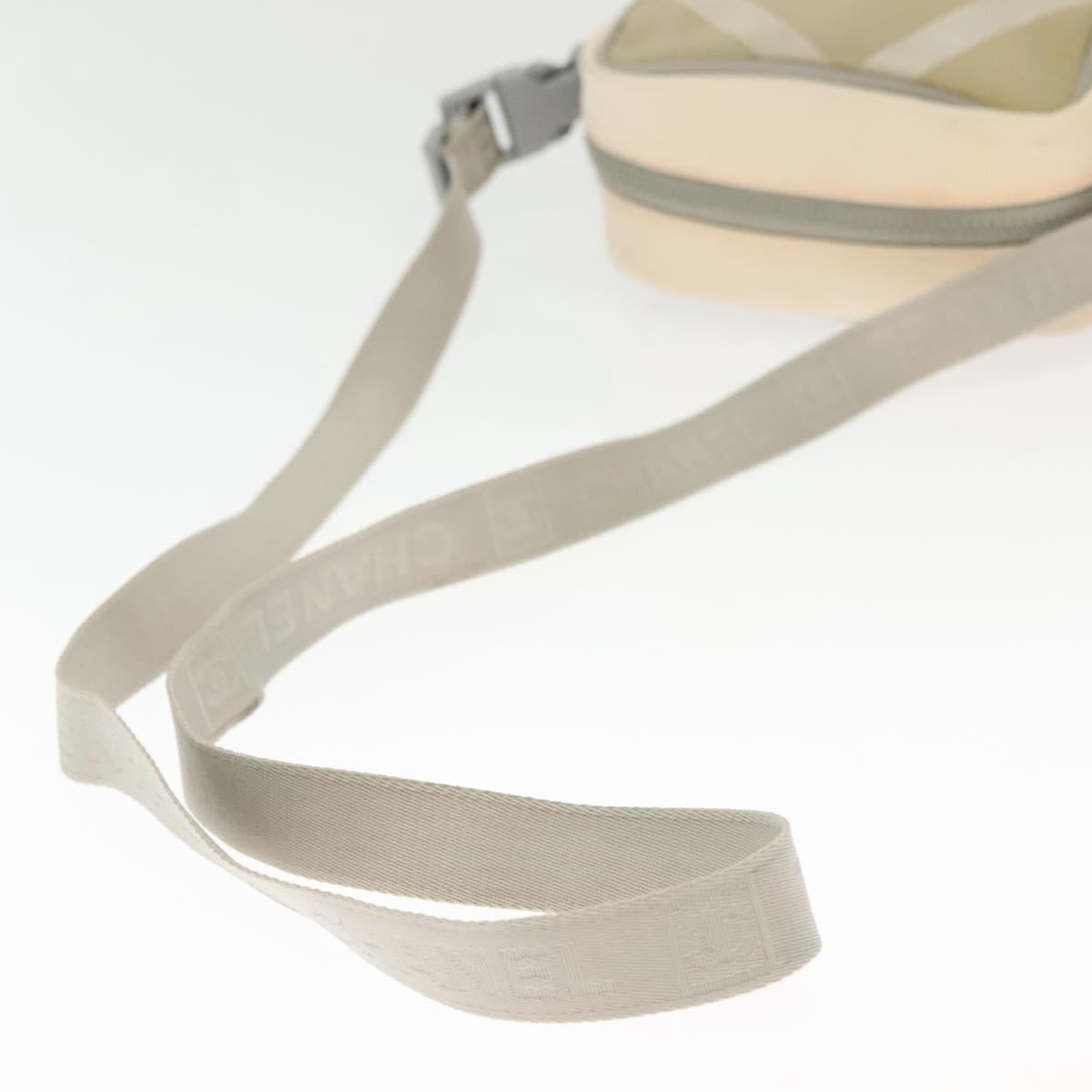 CHANEL Sports Shoulder Bag Nylon Beige Gray CC Auth bs29288