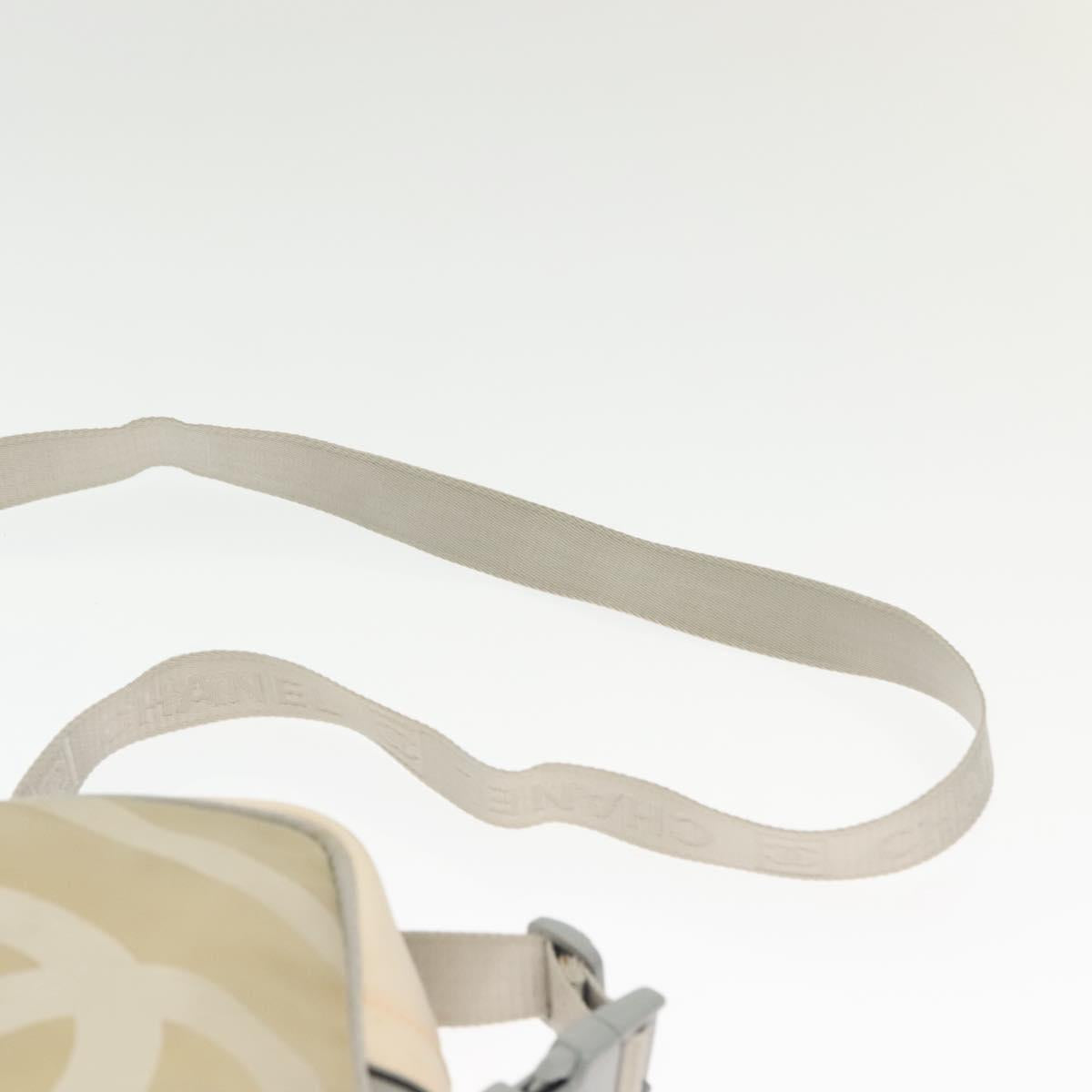 CHANEL Sports Shoulder Bag Nylon Beige Gray CC Auth bs29288