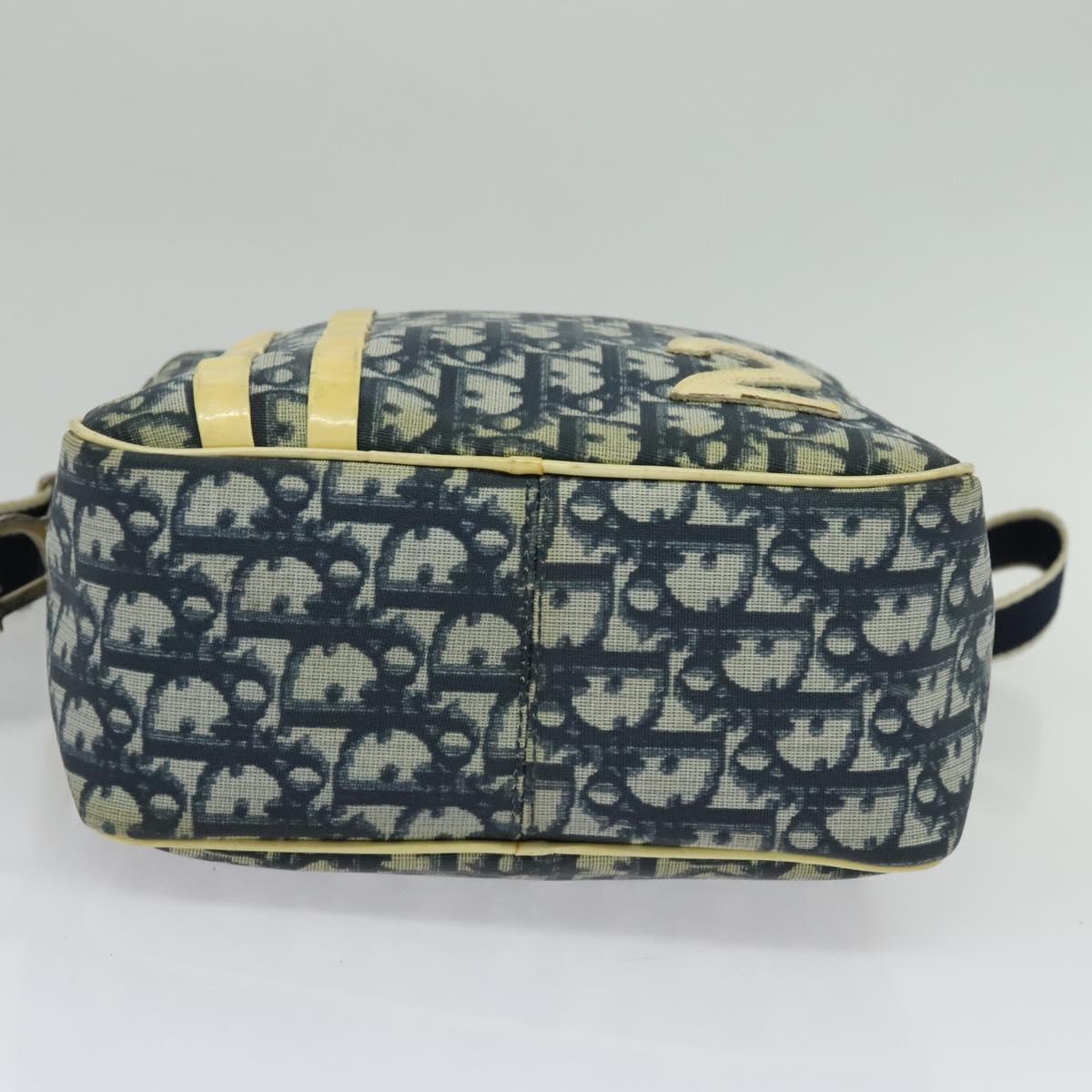Christian Dior Trotter Canvas Shoulder Bag PVC Blue Silver Auth bs29296
