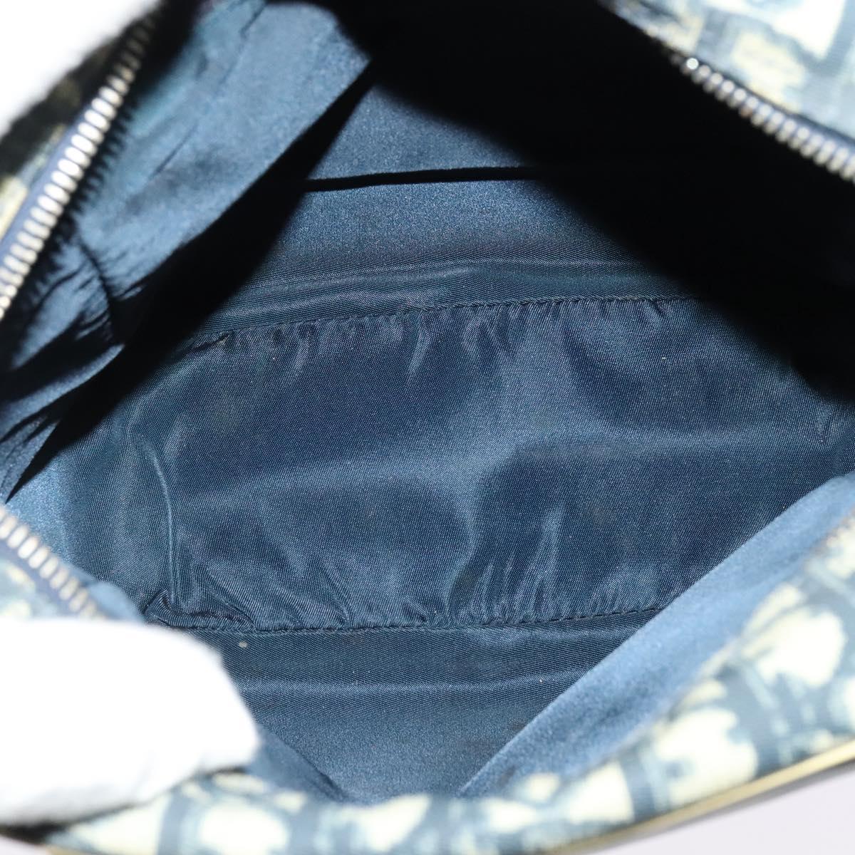 Christian Dior Trotter Canvas Shoulder Bag PVC Blue Silver Auth bs29296