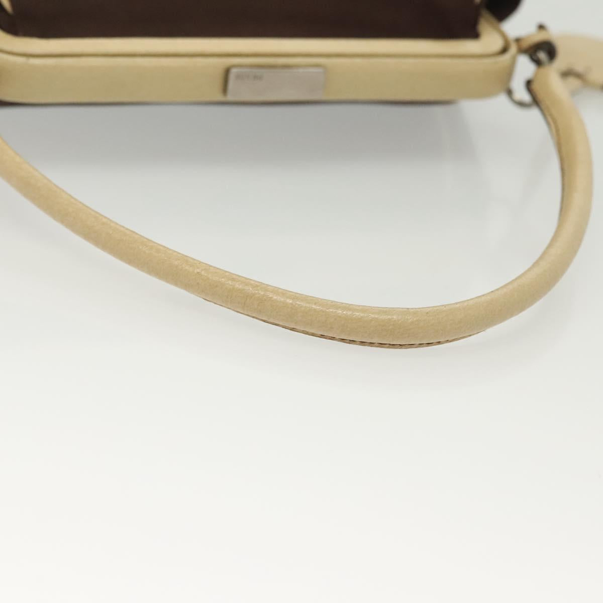 PRADA Hand Bag Canvas Leather Beige Brown Auth bs29303