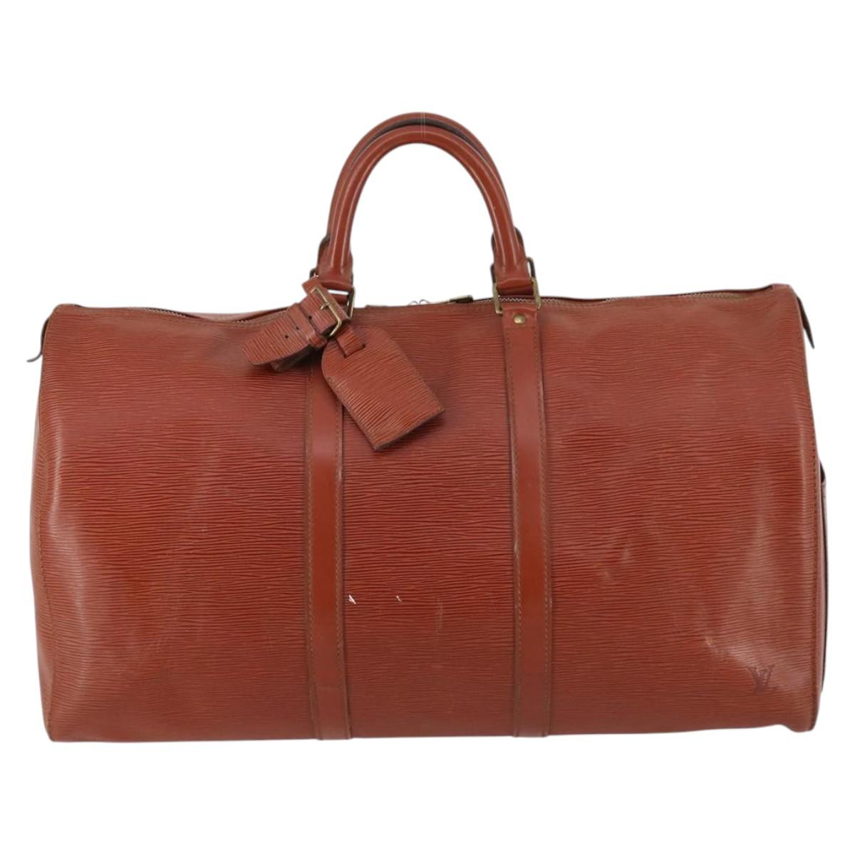 LOUIS VUITTON Epi Keepall 50 Boston Bag Brown M42968 LV Auth bs29308