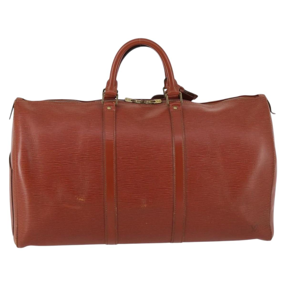 LOUIS VUITTON Epi Keepall 50 Boston Bag Brown M42968 LV Auth bs29308