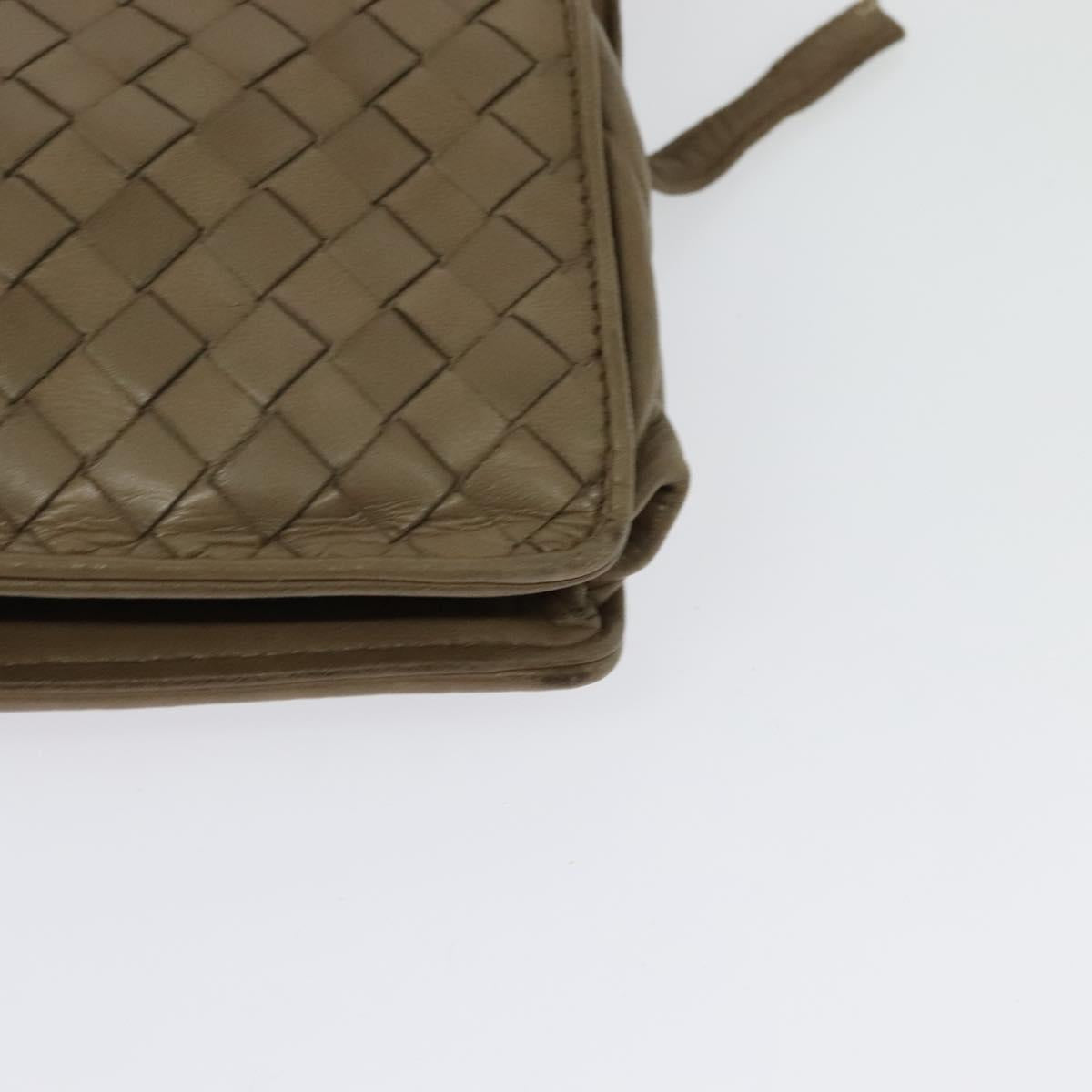 BOTTEGA VENETA INTRECCIATO Shoulder Bag Leather Beige Gold Auth bs29313
