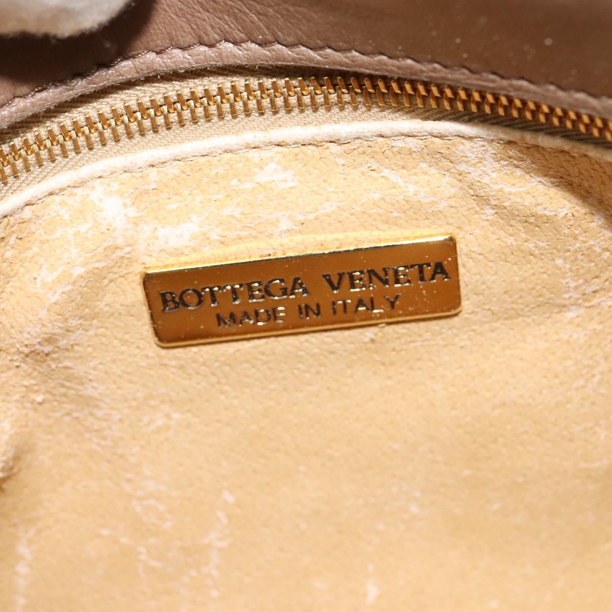 BOTTEGA VENETA INTRECCIATO Shoulder Bag Leather Beige Gold Auth bs29313