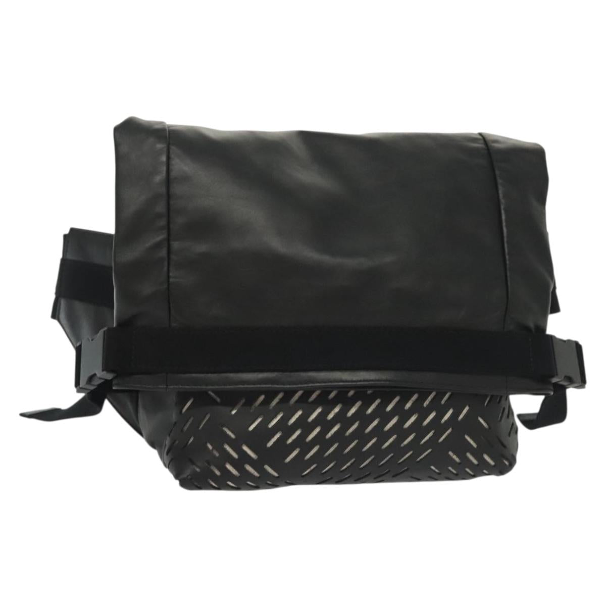 BOTTEGA VENETA Waist Bag Leather Black Auth bs29314
