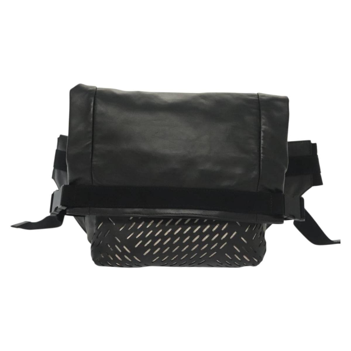 BOTTEGA VENETA Waist Bag Leather Black Auth bs29314
