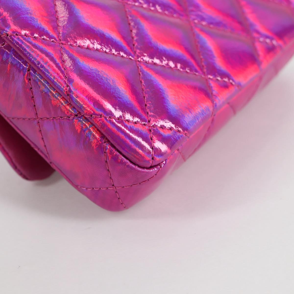CHANEL Matelasse Pouch Patent leather Pink Silver CC Auth bs29324SM