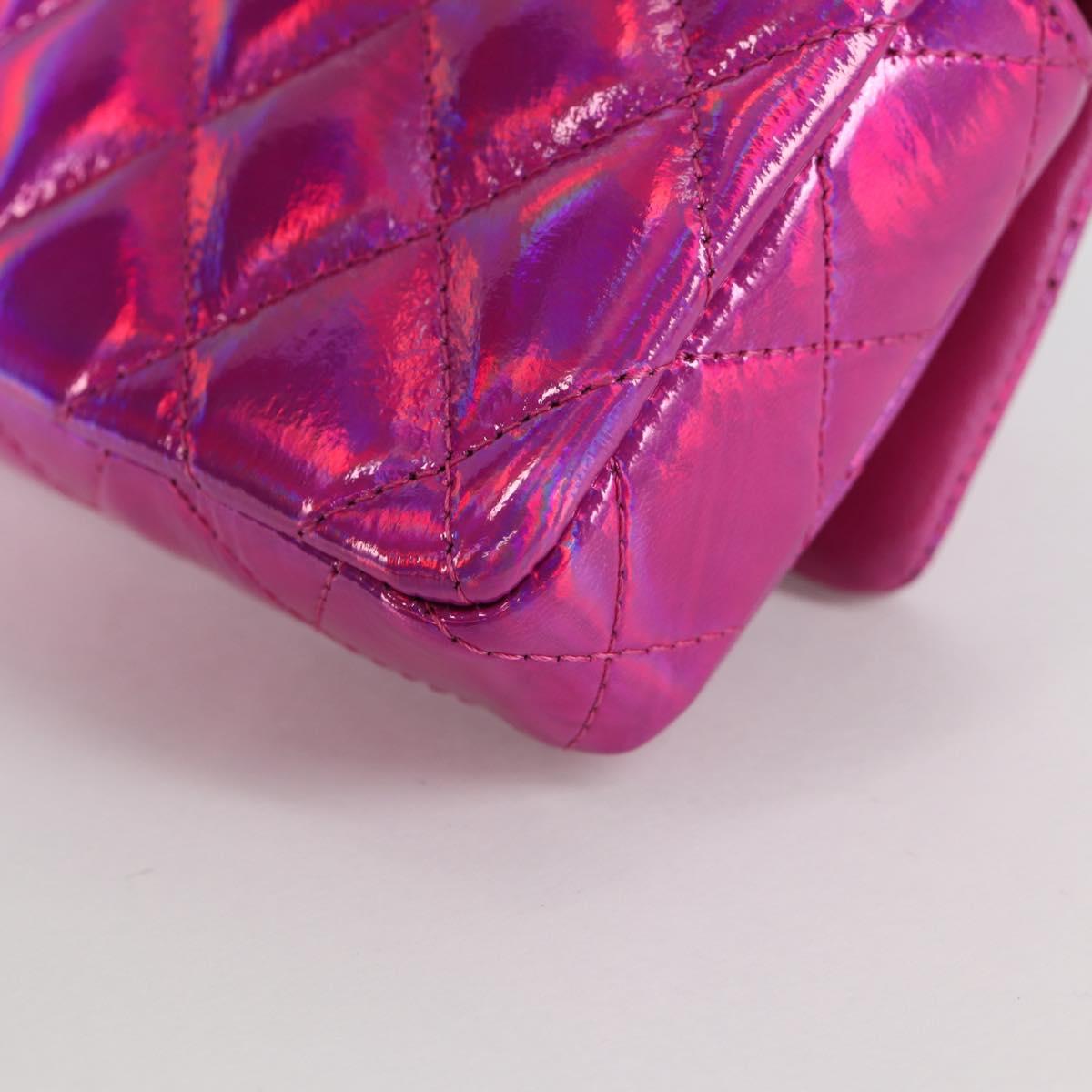 CHANEL Matelasse Pouch Patent leather Pink Silver CC Auth bs29324SM
