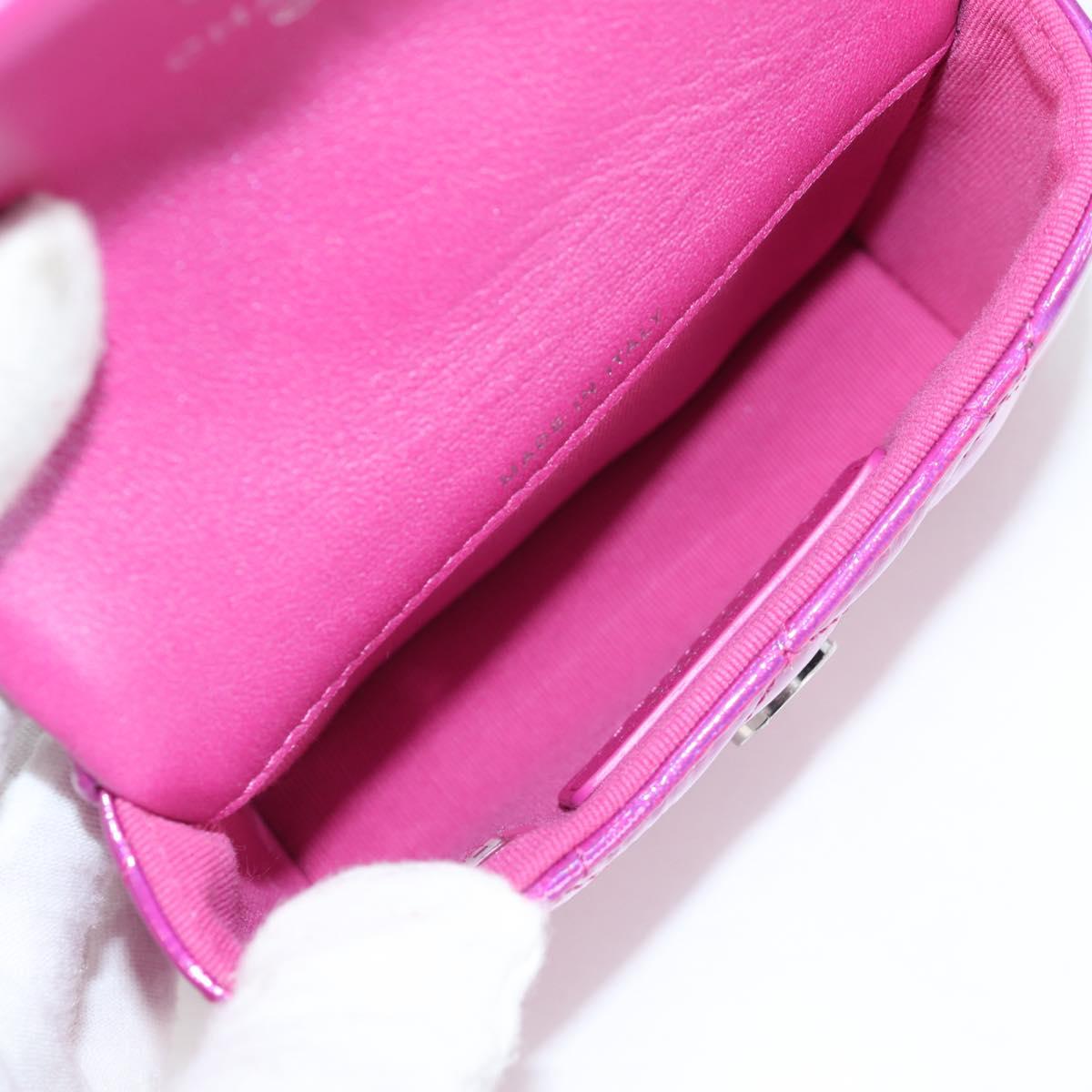 CHANEL Matelasse Pouch Patent leather Pink Silver CC Auth bs29324SM