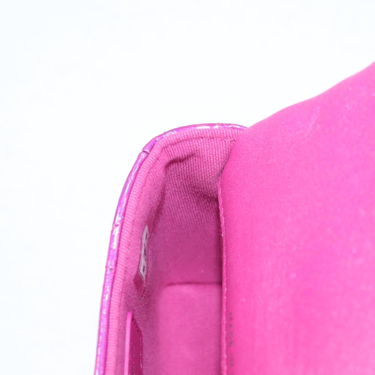 CHANEL Matelasse Pouch Patent leather Pink Silver CC Auth bs29324SM