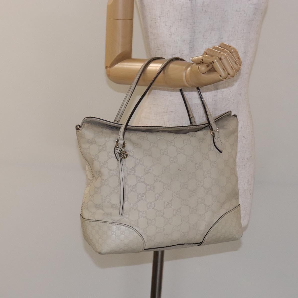 GUCCI GG Canvas Guccissima Hand Bag Leather White Gold 353120 Auth bs29328