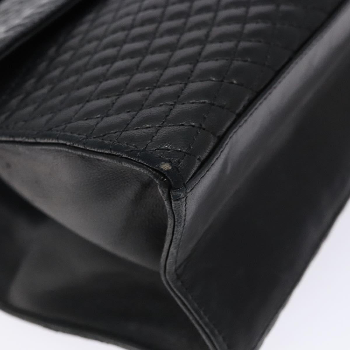 BALLY Quilted Hand Bag Leather Gold Black Auth bs29339