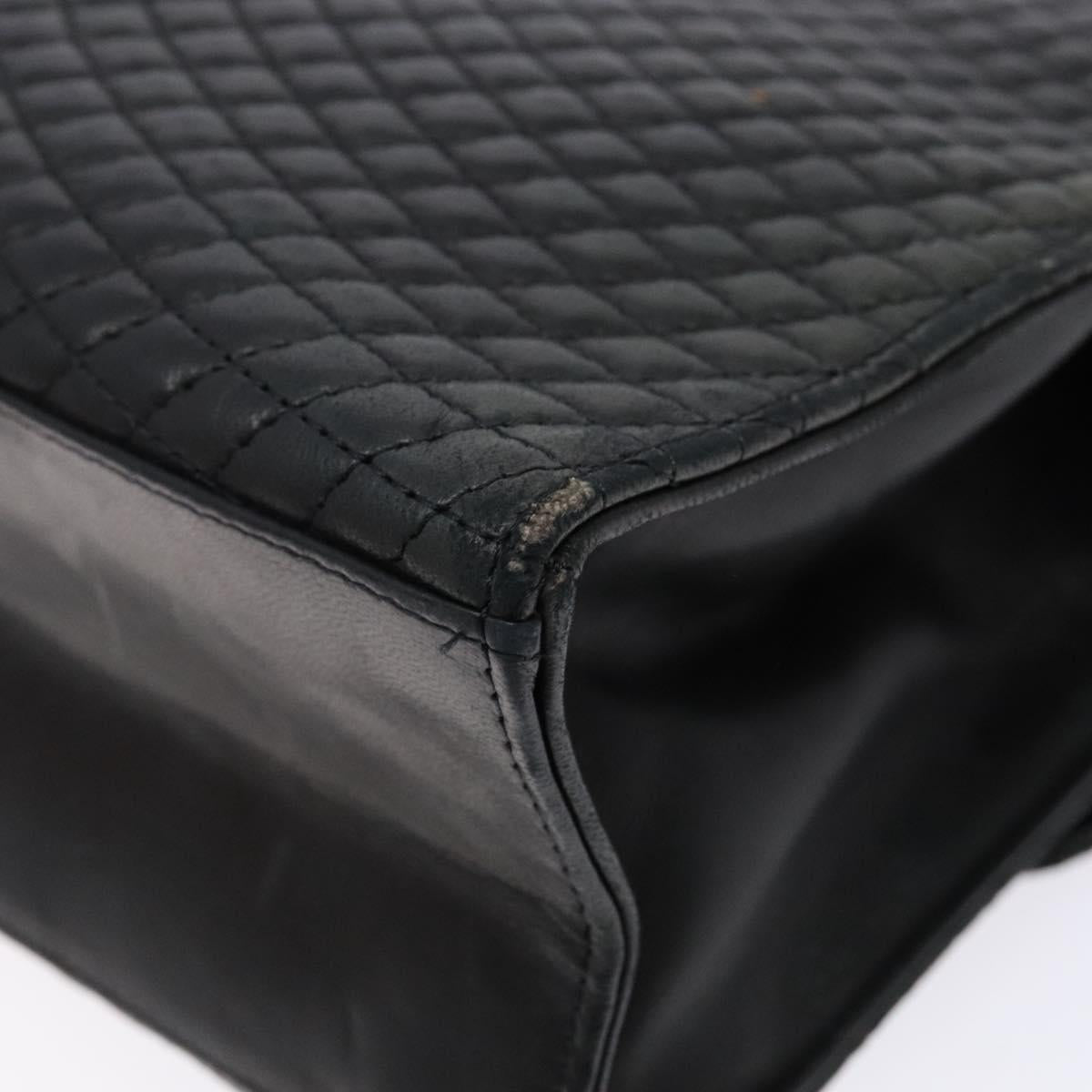 BALLY Quilted Hand Bag Leather Gold Black Auth bs29339