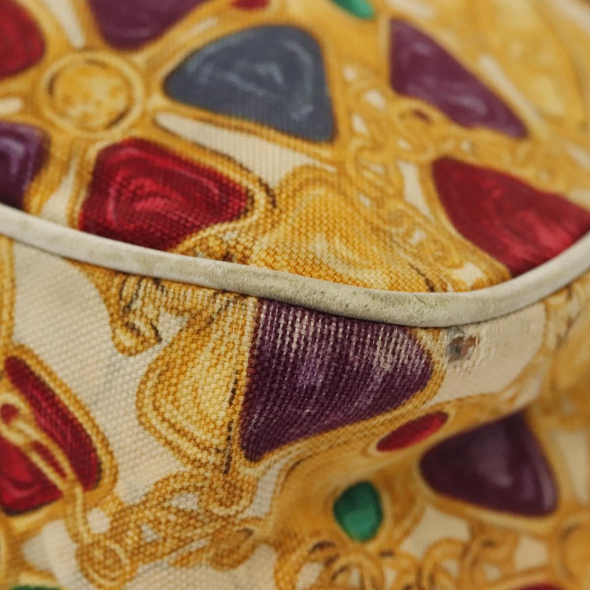 CHANEL Tote Bag Canvas Yellow Gold CC Auth bs29342
