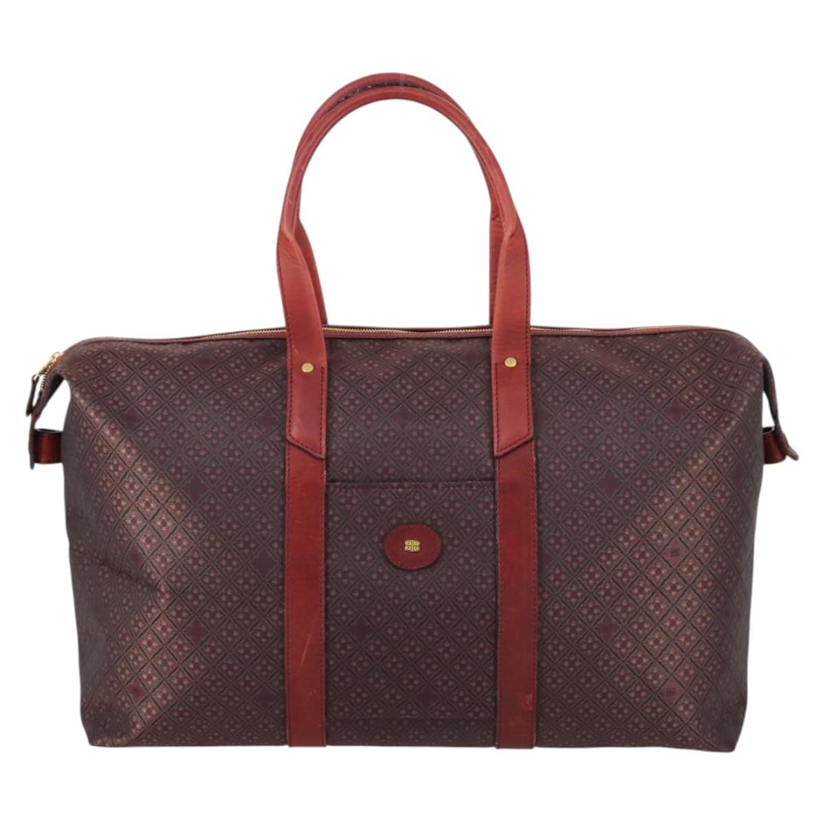BALENCIAGA Boston Bag Canvas Red Gold Auth bs29348
