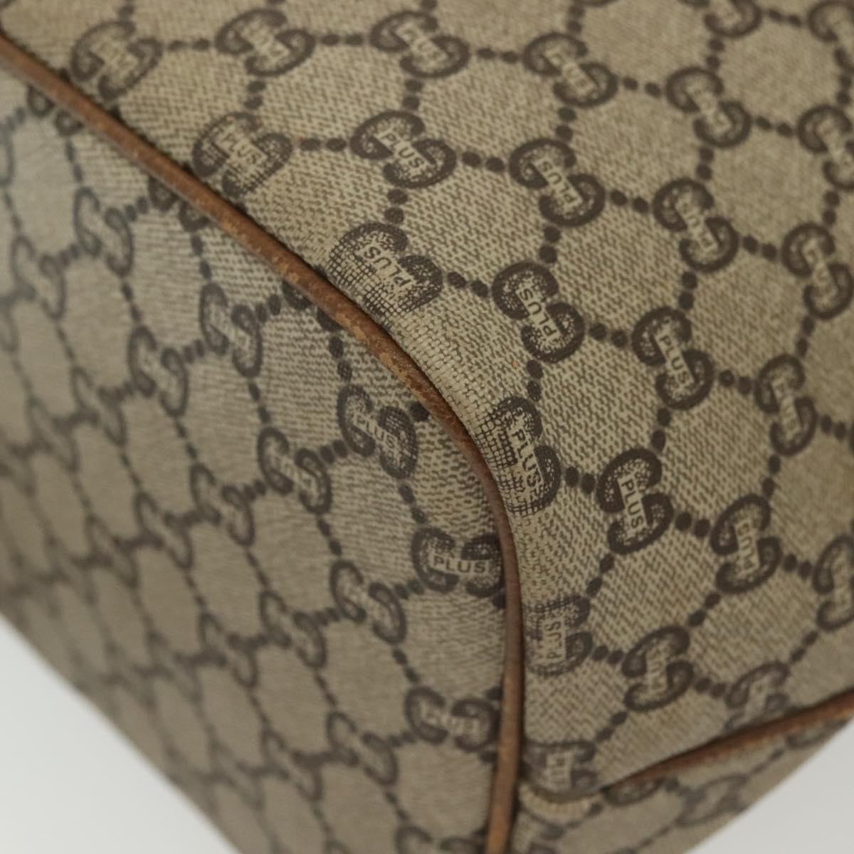 GUCCI GG Plus Supreme Shoulder Bag PVC Leather Beige Gold Auth bs29350