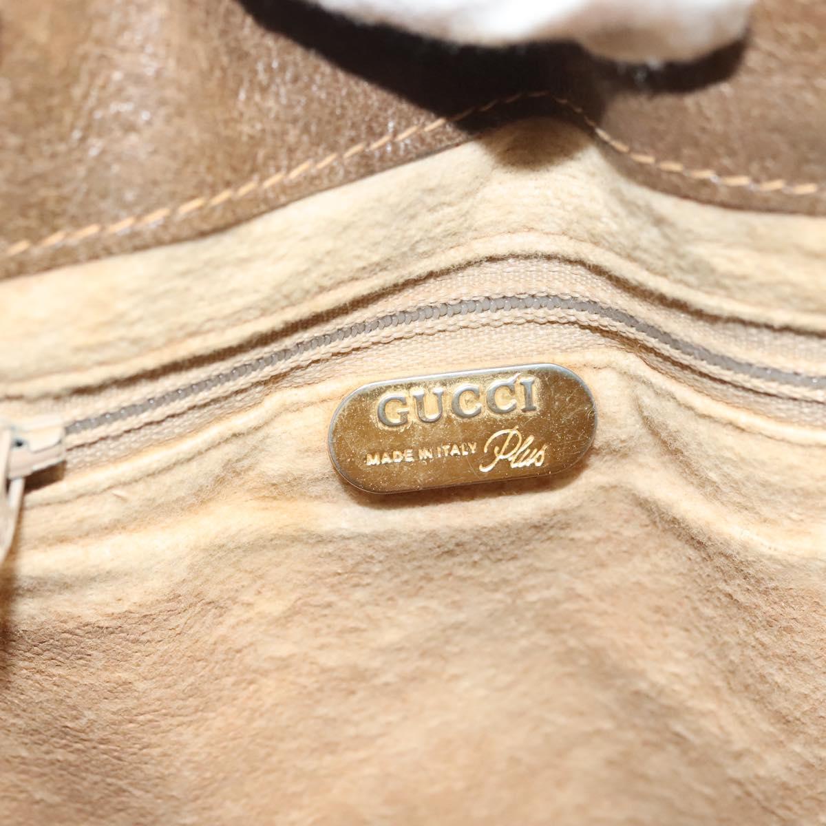 GUCCI GG Plus Supreme Shoulder Bag PVC Leather Beige Gold Auth bs29350