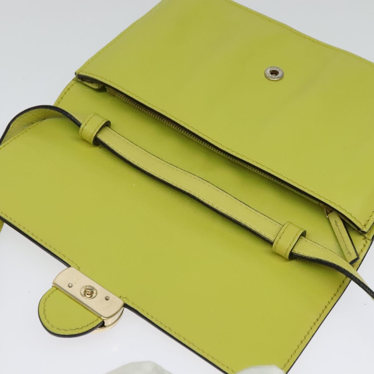 GUCCI Shoulder Wallet Leather Yellow Gold 369664 Auth bs29351
