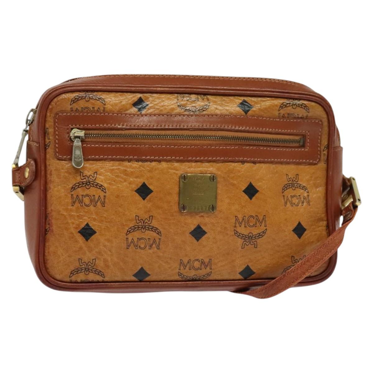MCM Logogram Vicetos Shoulder Bag PVC Leather Brown Gold Auth bs29352