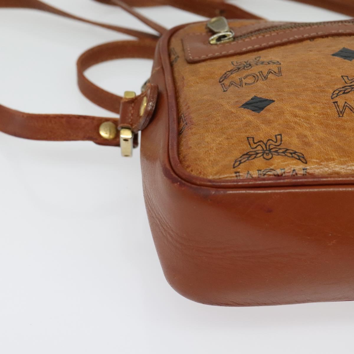 MCM Logogram Vicetos Shoulder Bag PVC Leather Brown Gold Auth bs29352