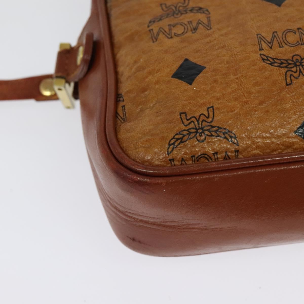 MCM Logogram Vicetos Shoulder Bag PVC Leather Brown Gold Auth bs29352