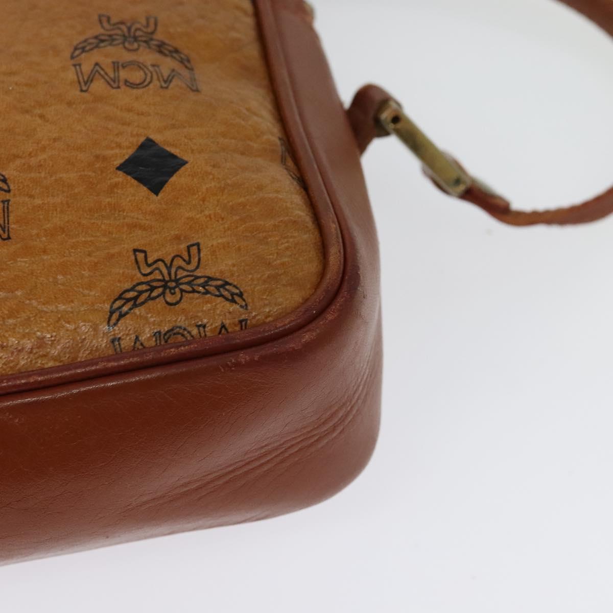 MCM Logogram Vicetos Shoulder Bag PVC Leather Brown Gold Auth bs29352