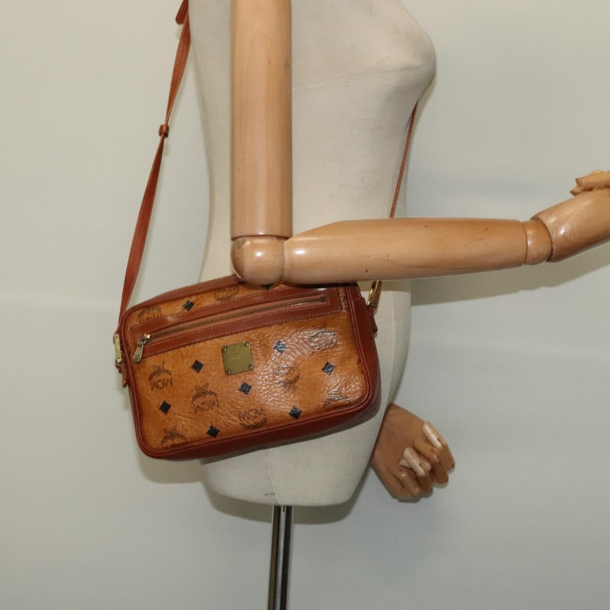 MCM Logogram Vicetos Shoulder Bag PVC Leather Brown Gold Auth bs29352