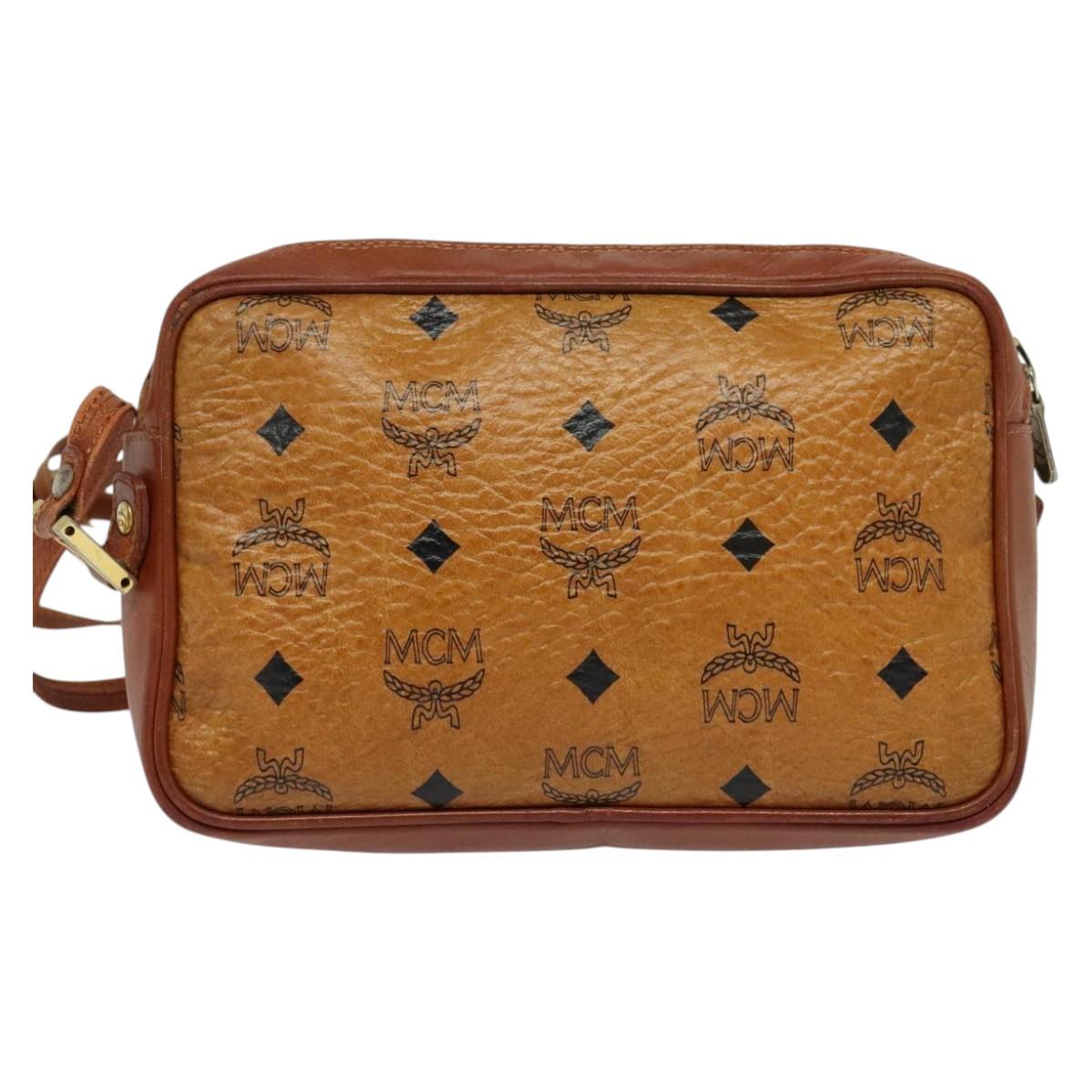 MCM Logogram Vicetos Shoulder Bag PVC Leather Brown Gold Auth bs29352