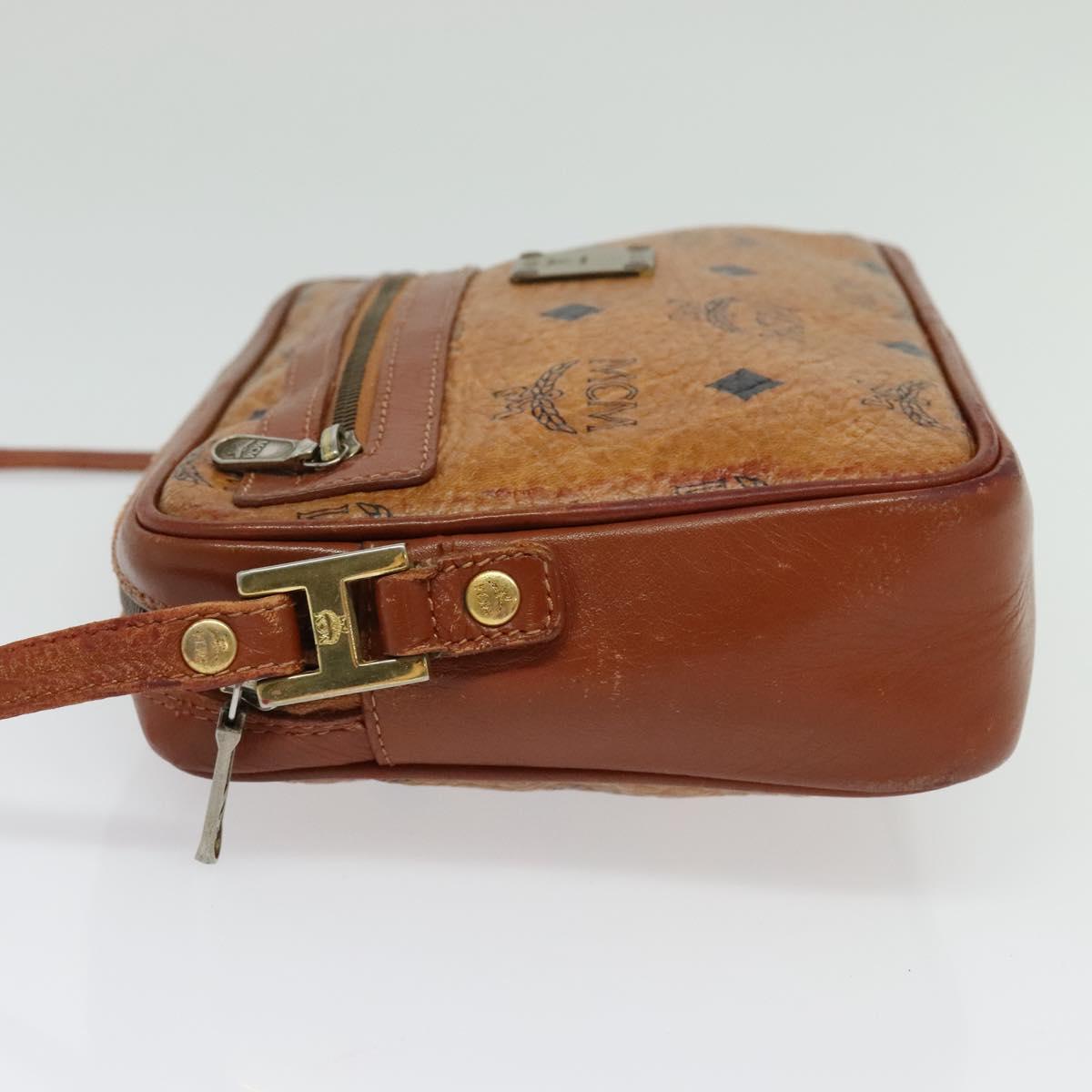 MCM Logogram Vicetos Shoulder Bag PVC Leather Brown Gold Auth bs29352