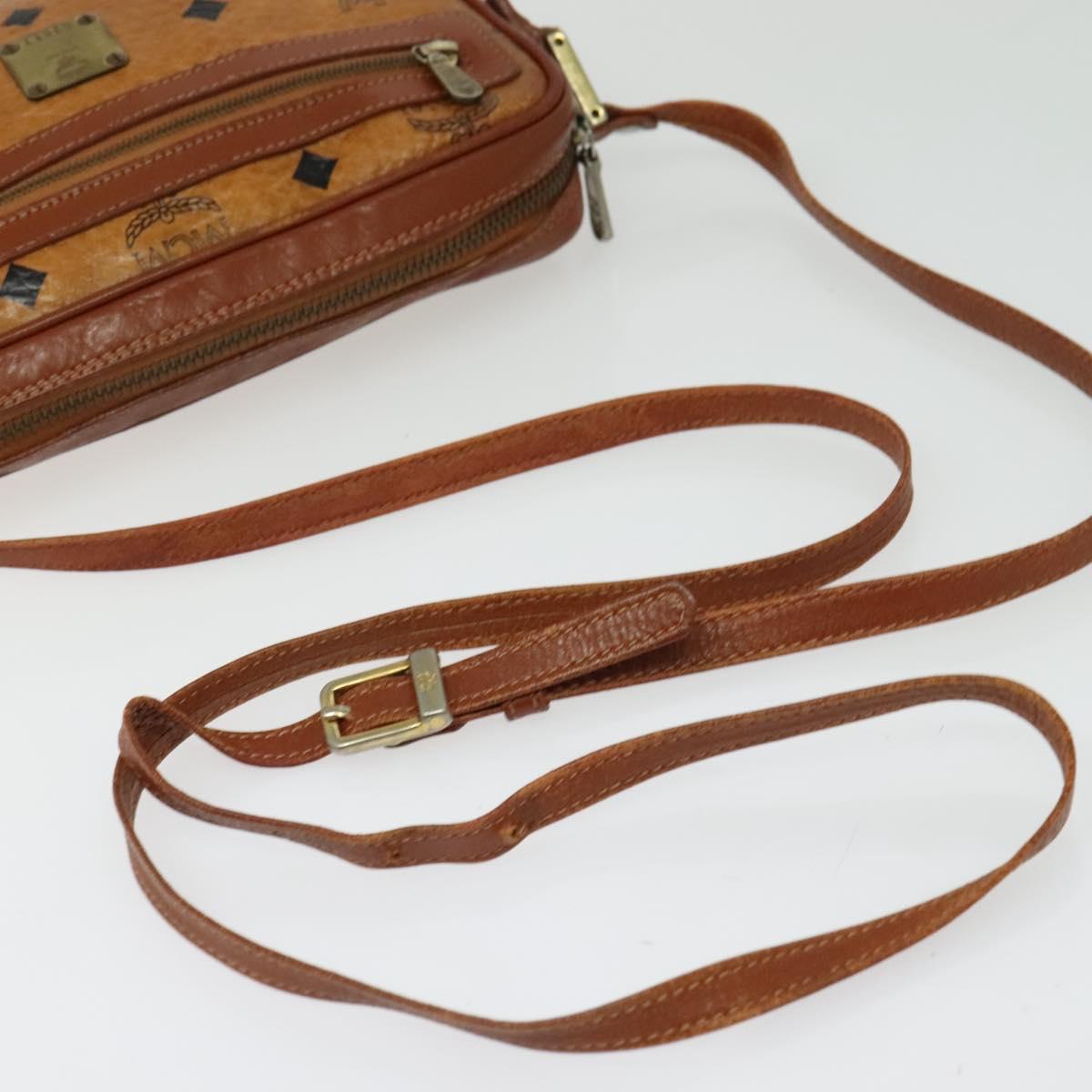 MCM Logogram Vicetos Shoulder Bag PVC Leather Brown Gold Auth bs29352
