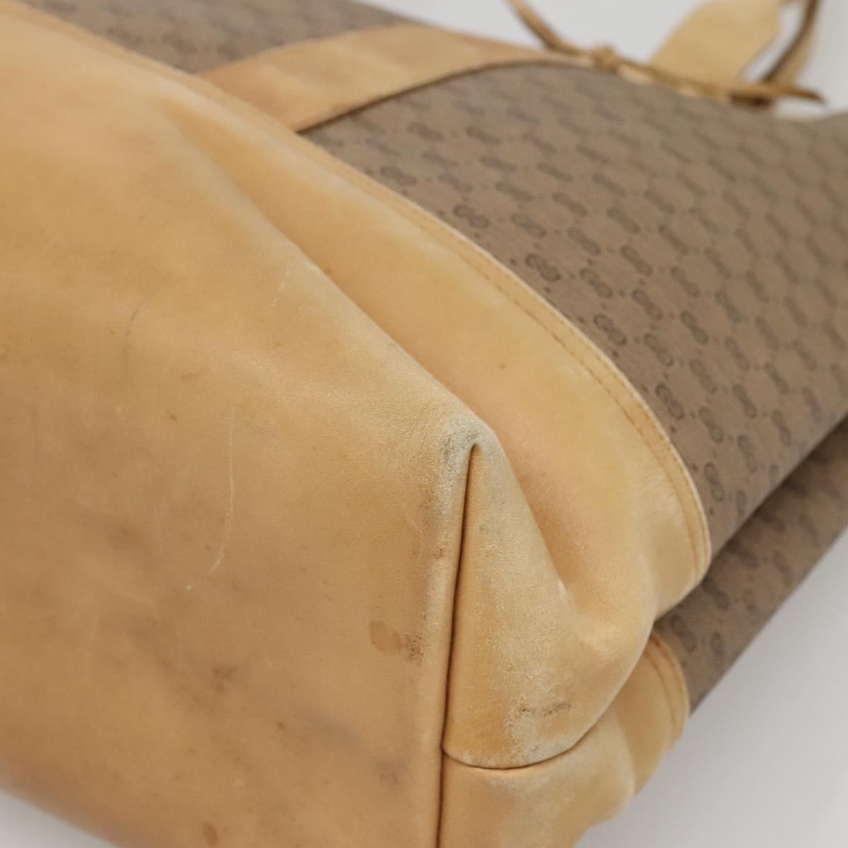 GUCCI Micro GG Supreme Tote Bag PVC Beige Gold Auth bs29359
