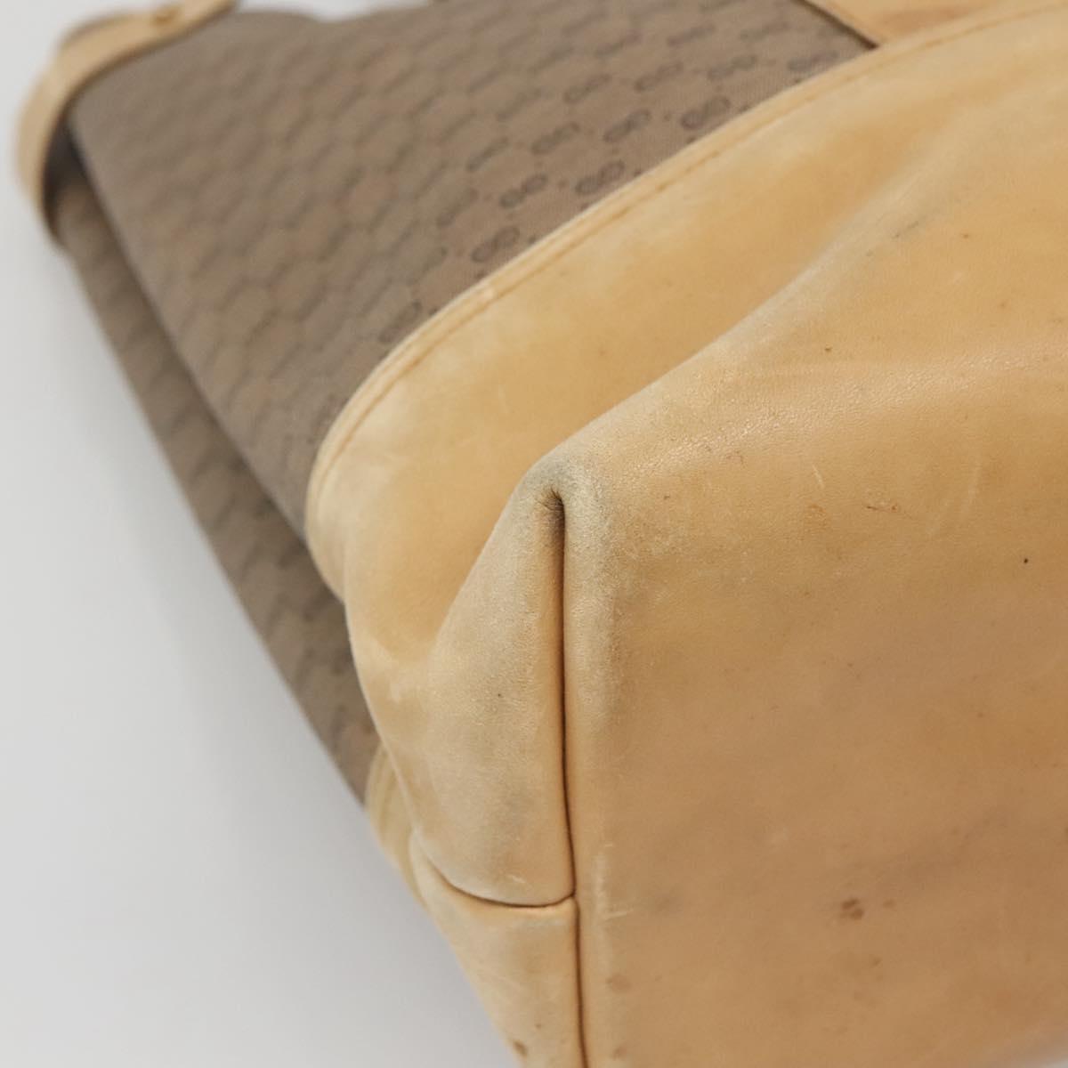 GUCCI Micro GG Supreme Tote Bag PVC Beige Gold Auth bs29359