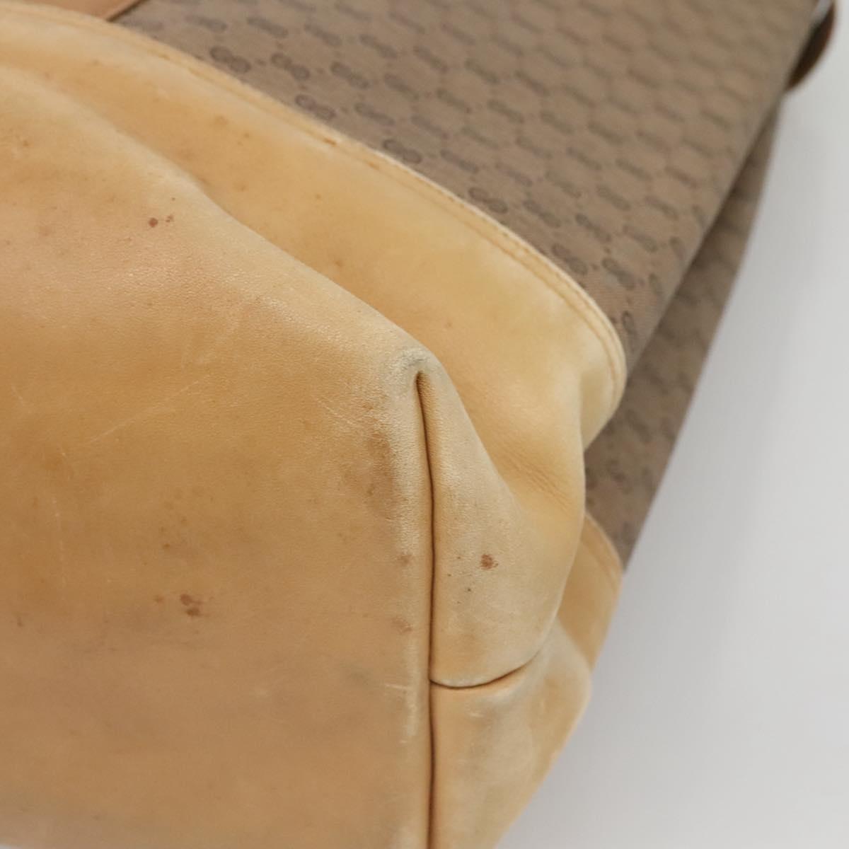 GUCCI Micro GG Supreme Tote Bag PVC Beige Gold Auth bs29359