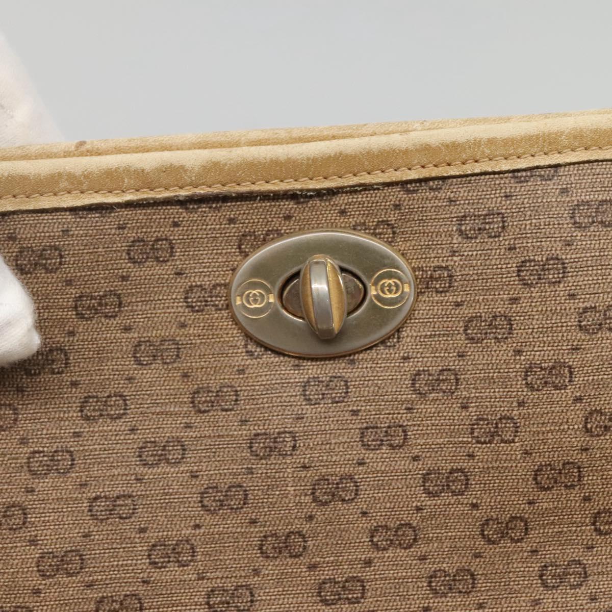 GUCCI Micro GG Supreme Tote Bag PVC Beige Gold Auth bs29359