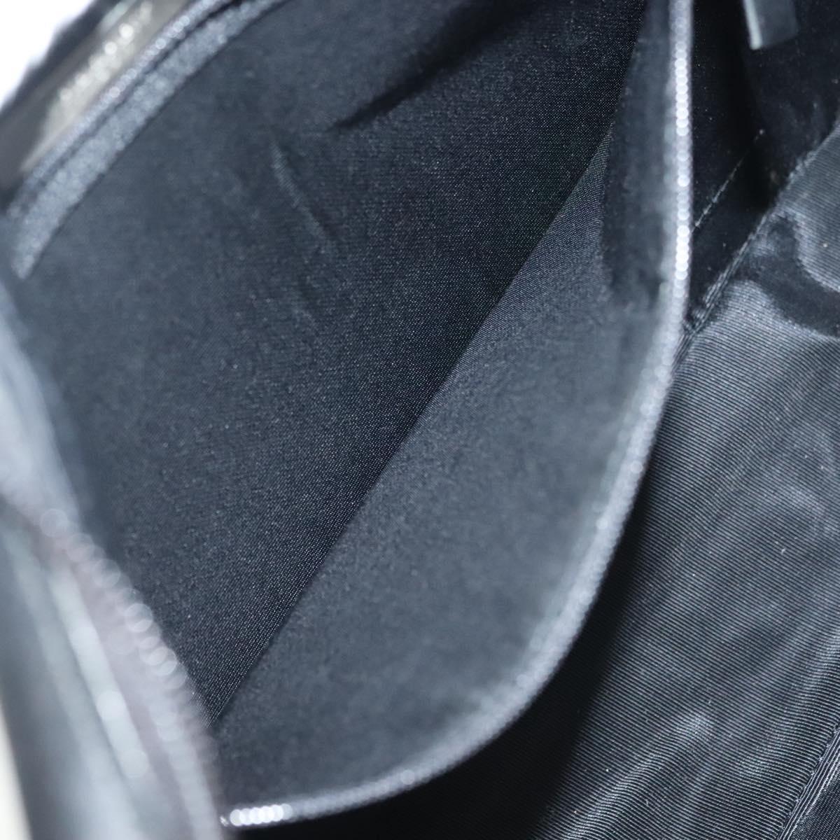 BURBERRY Hand Bag Leather nylon Black Beige Silver Auth bs29360