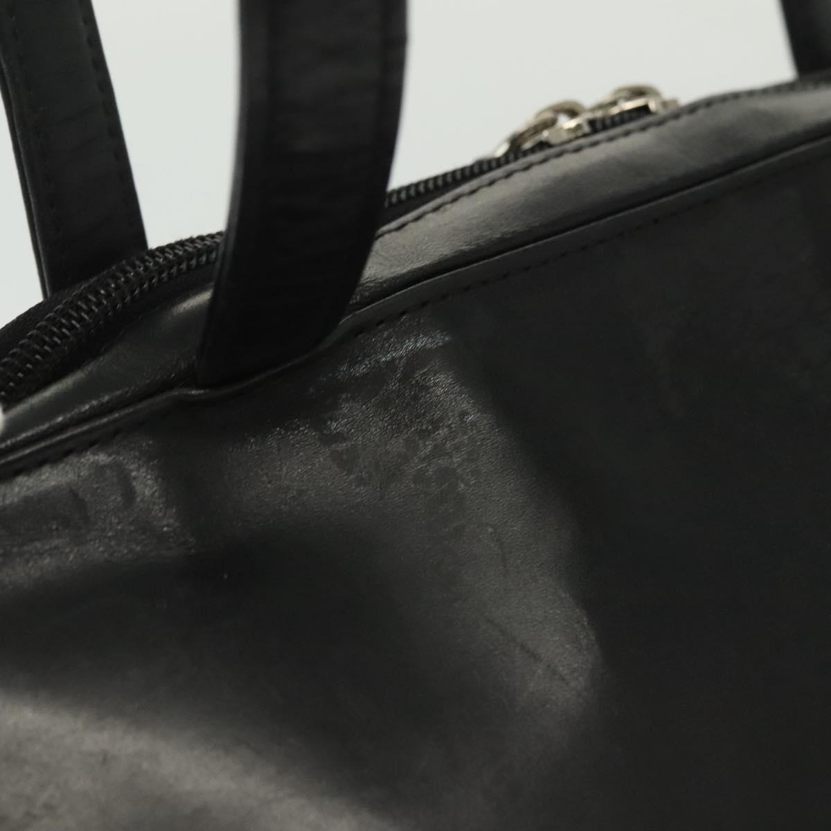 BURBERRY Hand Bag Leather nylon Black Beige Silver Auth bs29360