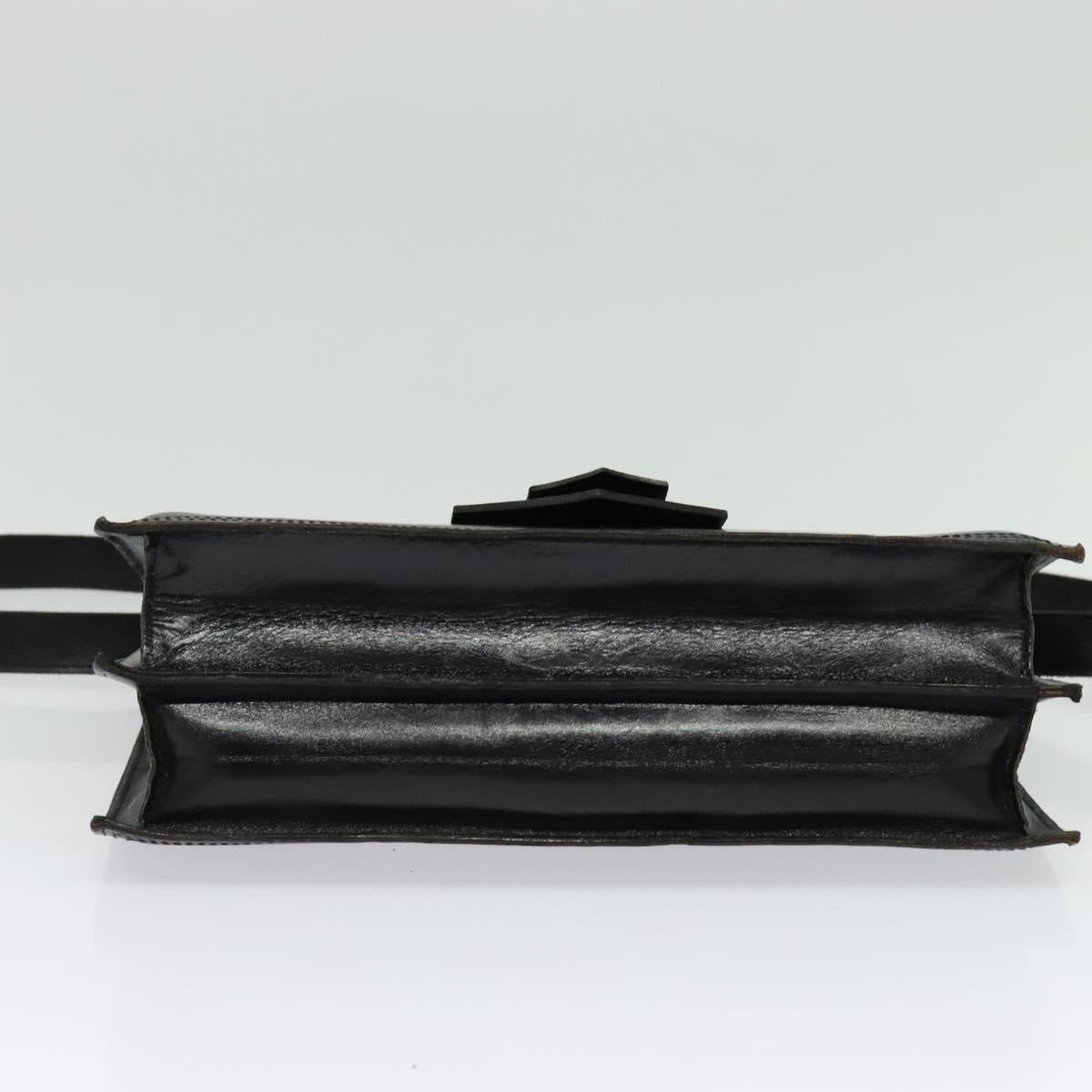 SAINT LAURENT Shoulder Bag Leather Black Gold Auth bs29361