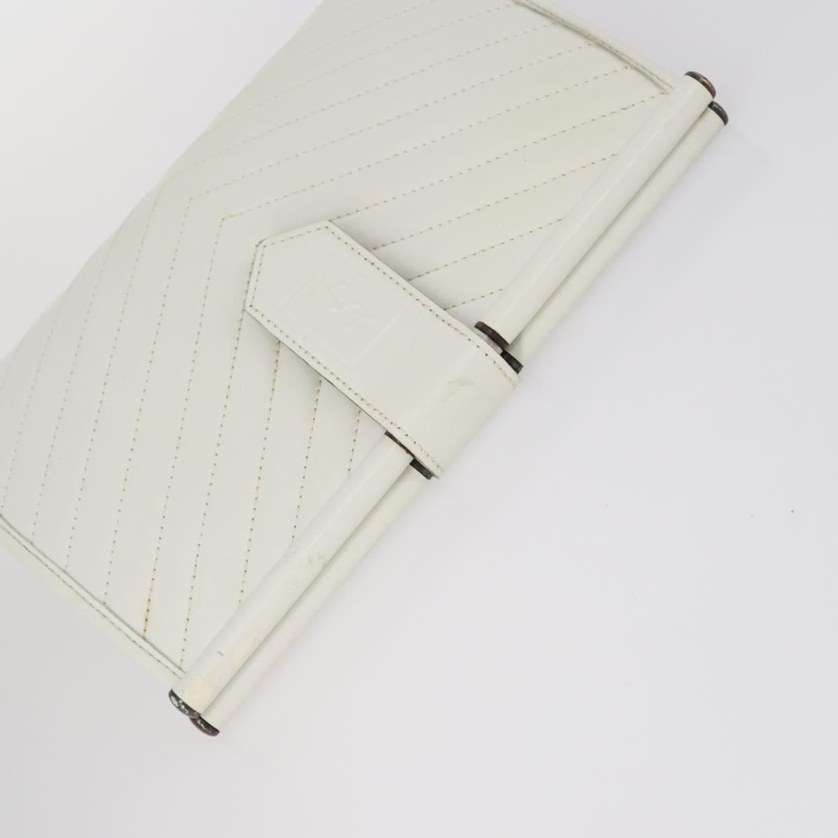 SAINT LAURENT Bag Leather Canvas PVC 8 Set Gray Beige White Auth bs29366