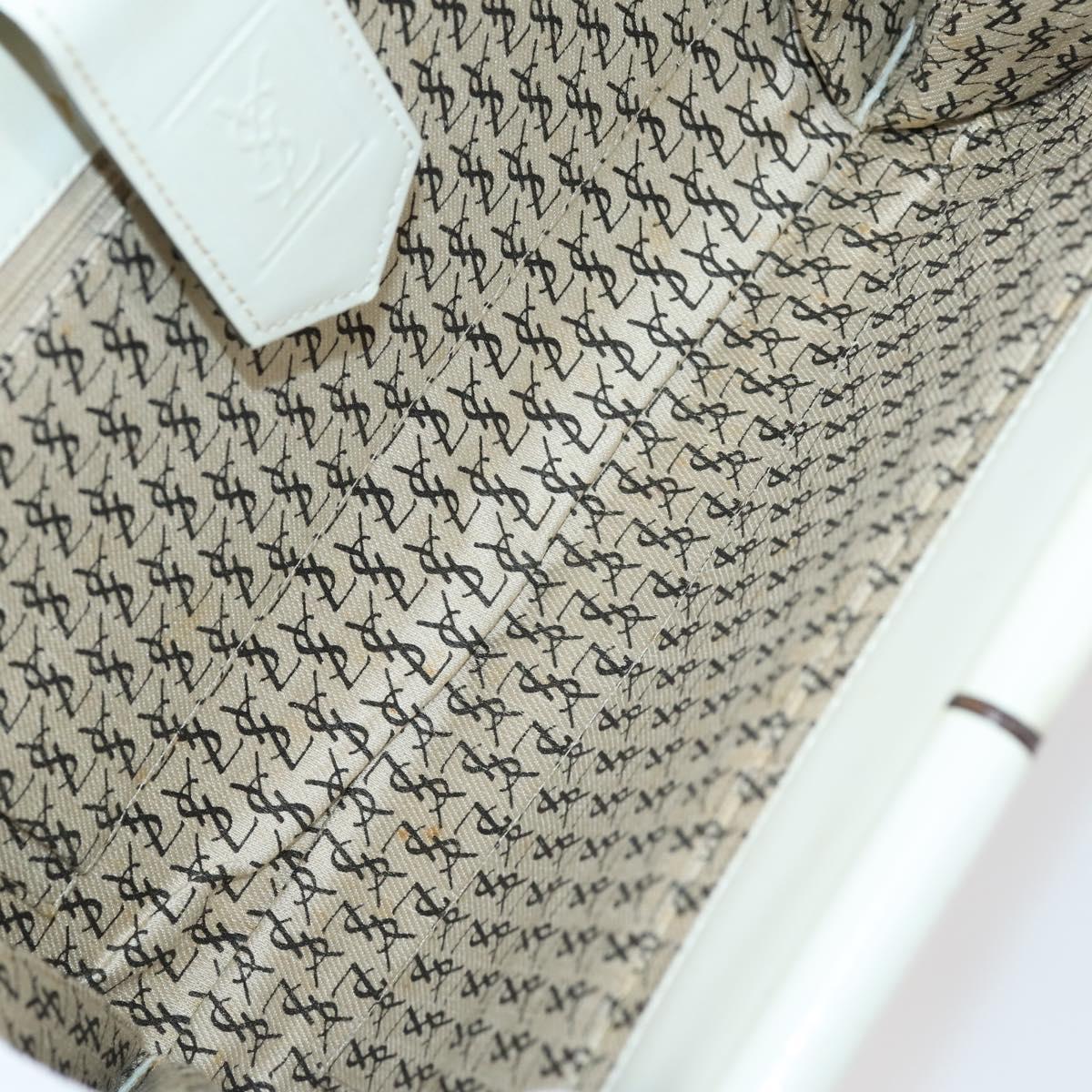 SAINT LAURENT Bag Leather Canvas PVC 8 Set Gray Beige White Auth bs29366
