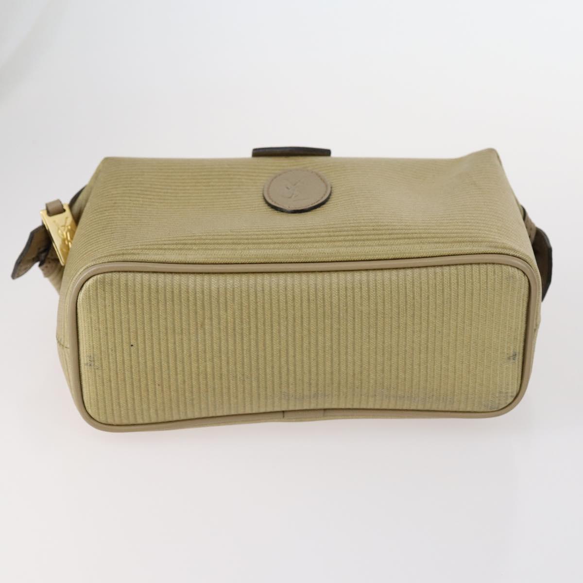 SAINT LAURENT Bag Leather Canvas PVC 8 Set Gray Beige White Auth bs29366
